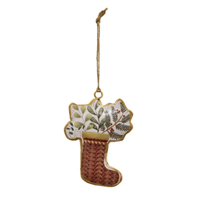 MAYTIME Enamel Hanging Stocking Red With Berries