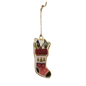 MAYTIME Enamel Hanging Stocking Snowflake Red