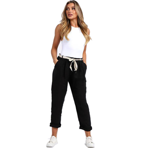 BEAU Marcella Linen Trousers Black 10-14