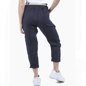 BEAU Marcella Linen Trousers Navy 14-18