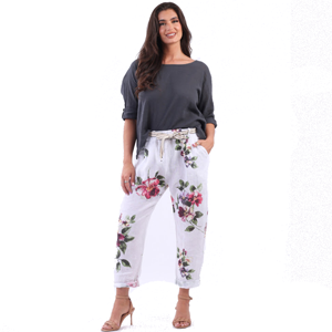 BEAU Marcella Floral Line Trousers White