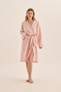 GINGERLILLY Mia Pink Linen Bathrobe