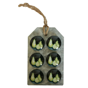 CC INTERIORS Midnight Pear Glass Magnets Set/6