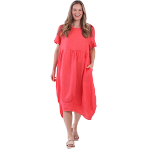 BEAU Mila Linen Dress Coral