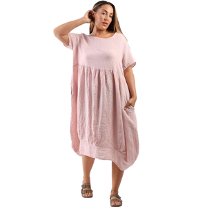BEAU Mila Linen Dress Pale Pink