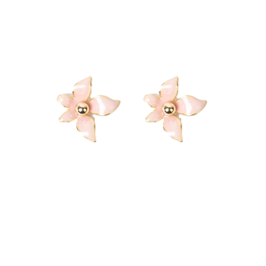 STELLA & GEMMA Earrings Mini Flower Pink Gold Ball Centre