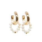 STELLA & GEMMA Earrings Pearl Hoop Gold