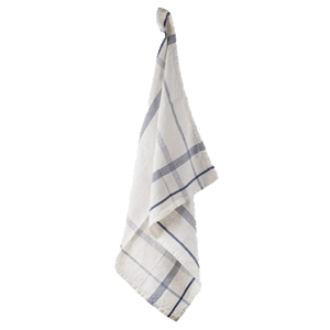 FRENCH COUNTRY Plaid Cotton Linen Marine Blue Teatowel