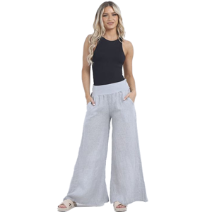 BEAU Roma Linen Trousers Light Grey