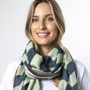 STELLA & GEMMA Scarf Stacked Block Stripe Mint & Forest