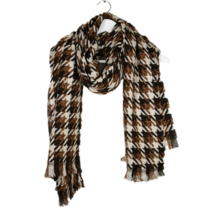 STELLA & GEMMA Scarf Chunky Browns Naturals Houndstooth