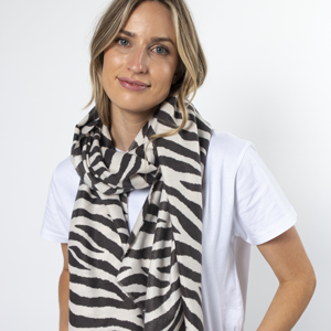 STELLA & GEMMA Scarf Zebra Stripe Black & White