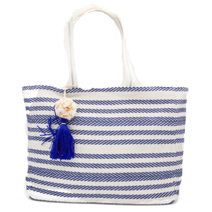 STELLA & GEMMA Bag Shopper Navy Herringbone Stripes