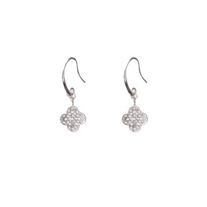STELLA & GEMMA Earrings Crystal Flower Silver Drop