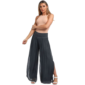 BEAU Skylar Silk Trousers Charcoal