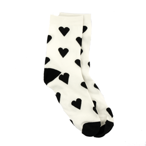 STELLA & GEMMA Socks White With Black Hearts