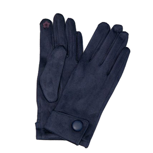 ANTLER Gloves Button Suedette Navy