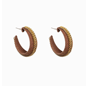ANTLER Earrings Suede & Chain Chocolate