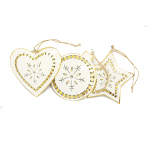LE FORGE Star/Heart/Ball Vintage Hanging White/Gold