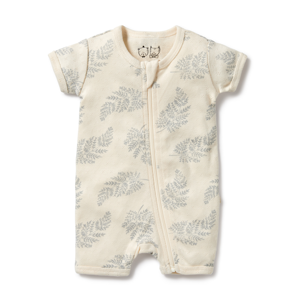 WILSON & FRENCHY Forever Ferns Organic Pointelle Boyleg Zipsuit