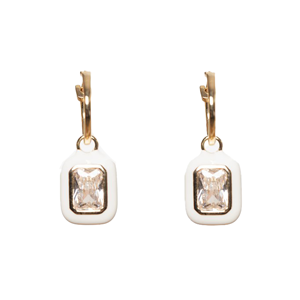 ANTLER Earrings White Diamante Huggie
