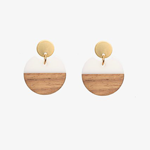 ANTLER Earrings Wooden Resin Circle