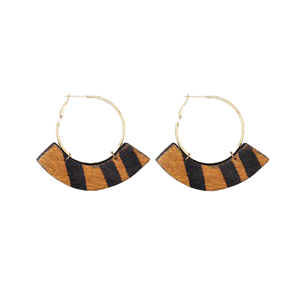 ANTLER Earrings Hide Brown Zebra Hoop