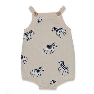 ASTER & OAK Zebra Knit Romper