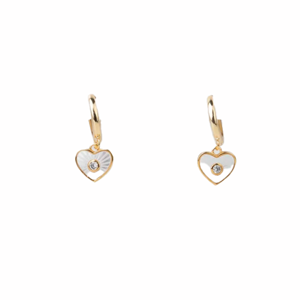 STELLA & GEMMA Earrings Gold Heart with Circle Crystal