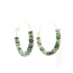 STELLA & GEMMA Earrings Gold Hoop With Emerald Discs