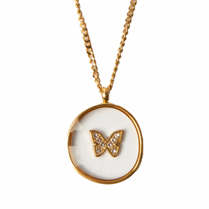 STELLA & GEMMA Necklace Gold Jewelled Butterfly