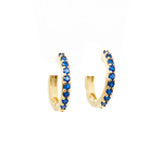 STELLA & GEMMA Earrings Huggie Gold Hoop With Sapphire Stones