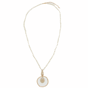 STELLA & GEMMA Necklace Long White Wood