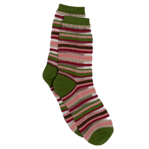 STELLA & GEMMA Socks Olive/Pink Mesh Stripes