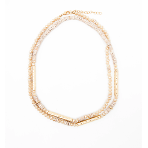 STELLA & GEMMA Necklace Peach Moonstone with Beaten Gold