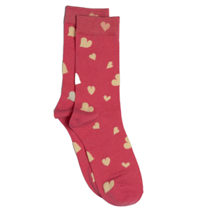 STELLA & GEMMA Socks Pink with Cream Scattered Hearts