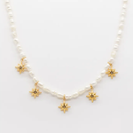 STELLA & GEMMA Necklace Pearls and Star Medallions Gold