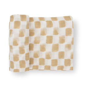 LITTLE UNICORN Single Cotton Muslin Swaddle Adobe Checker