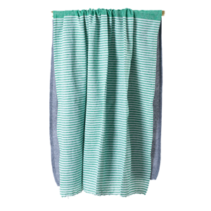 STELLA & GEMMA Turkish Towel Charcoal & Green Stripes With Tassels