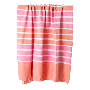 STELLA & GEMMA Turkish Towel Tangerine/Coral Stripes With Tassels