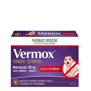 VERMOX Chocolate Chews Tabs 6s