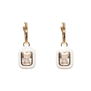ANTLER Earrings Diamante Huggie White