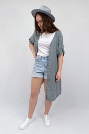 AIDA ROSE Linen Alice Midi Dress Dove