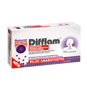 DIFFLAM Loz Plus Anaest Blackcurrant 16s