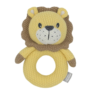 LIVING TEXTILES Knitted Ring Rattle Leo The Lion